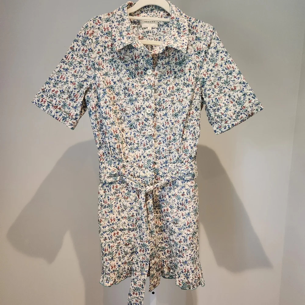 NWT Sezane Elise Jumpsuit Romper Floral Eyelet Belted Sz 38/6 Combisuit Ostuni - Picture 2 of 16